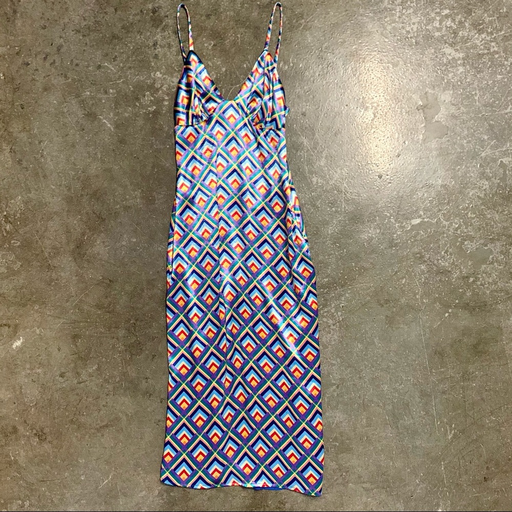 Slip Dress Geometric-Print Slip Dress